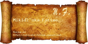 Miklóska Fatime névjegykártya